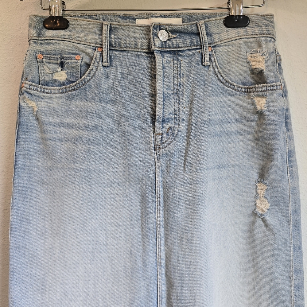 NWOT Mother Vagabond Midi Frayed Hem Skirt 27 - Picture 7 of 16